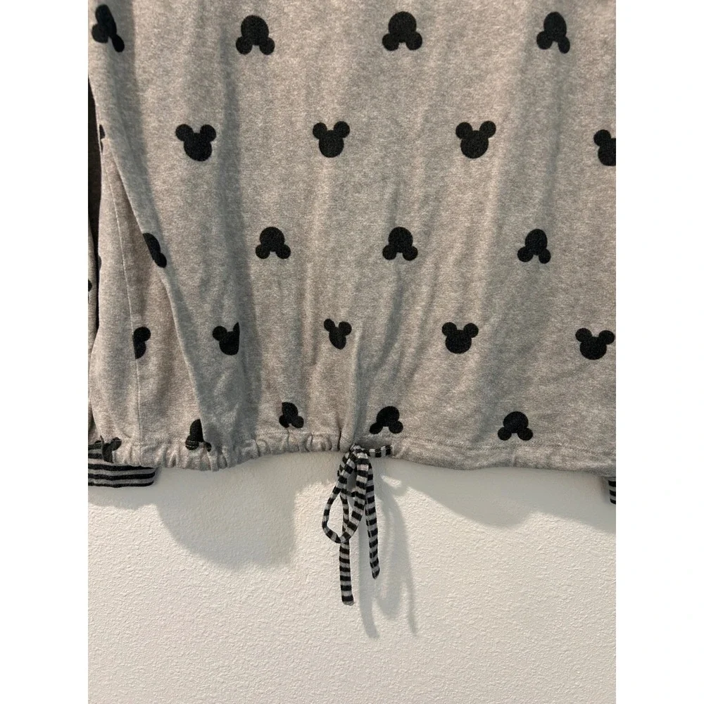 Disney Mickey Mouse Grey Crewneck Pullover Women's Medium Drawstring - Picture 2 of 6
